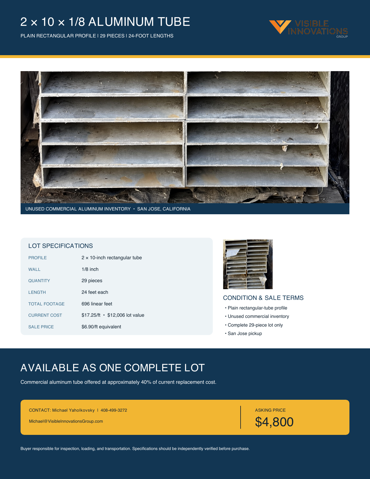 2 by 10-inch aluminum rectangular tube flyer preview