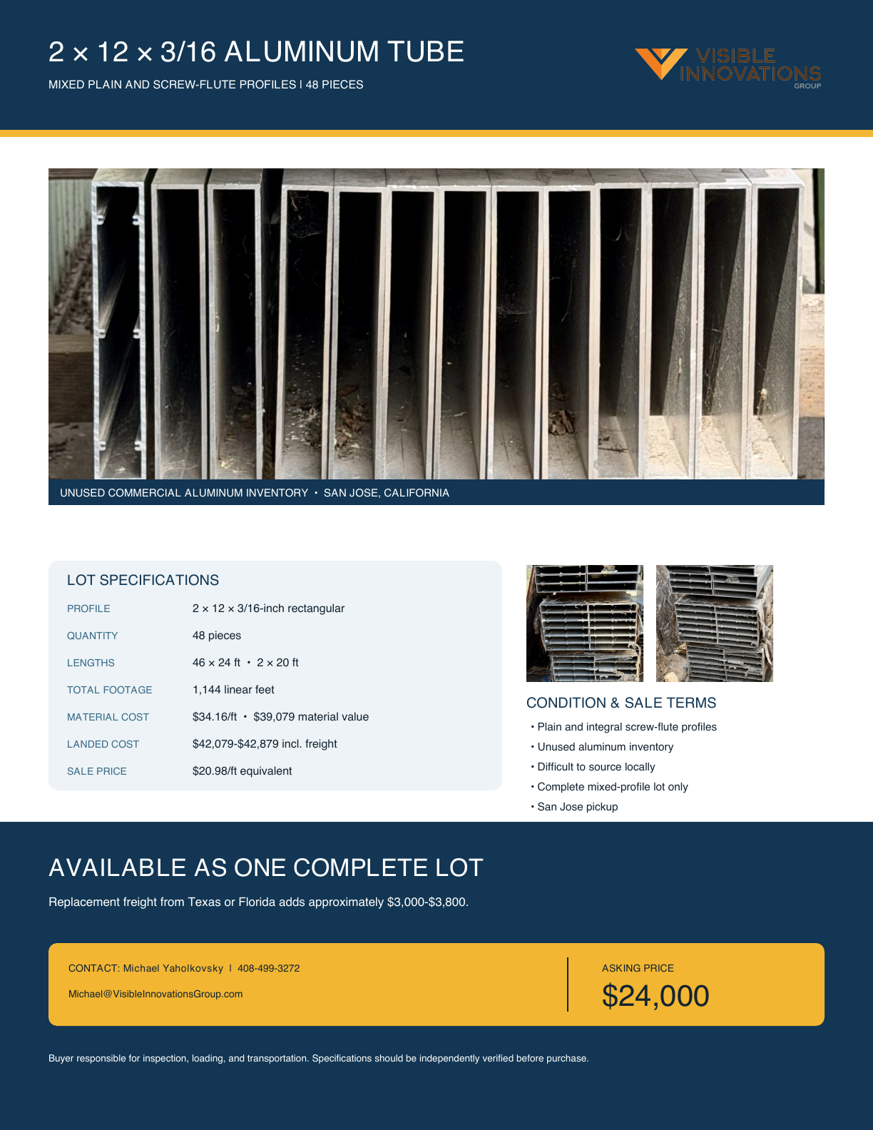 2-by-12-inch aluminum rectangular-tube flyer preview