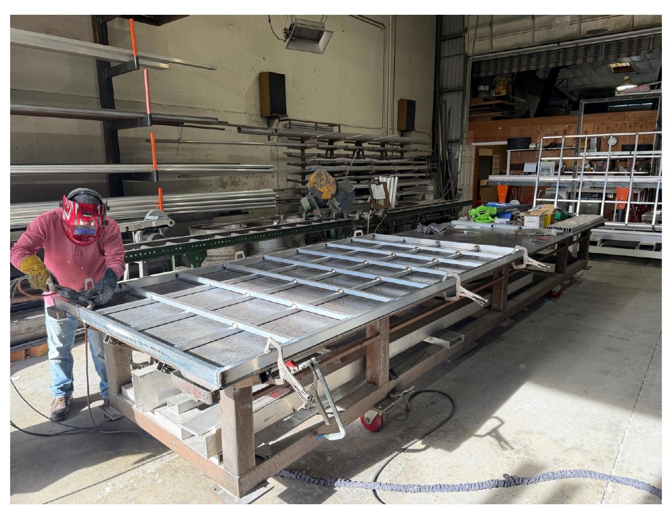 5 by 20-foot heavy-duty welding table