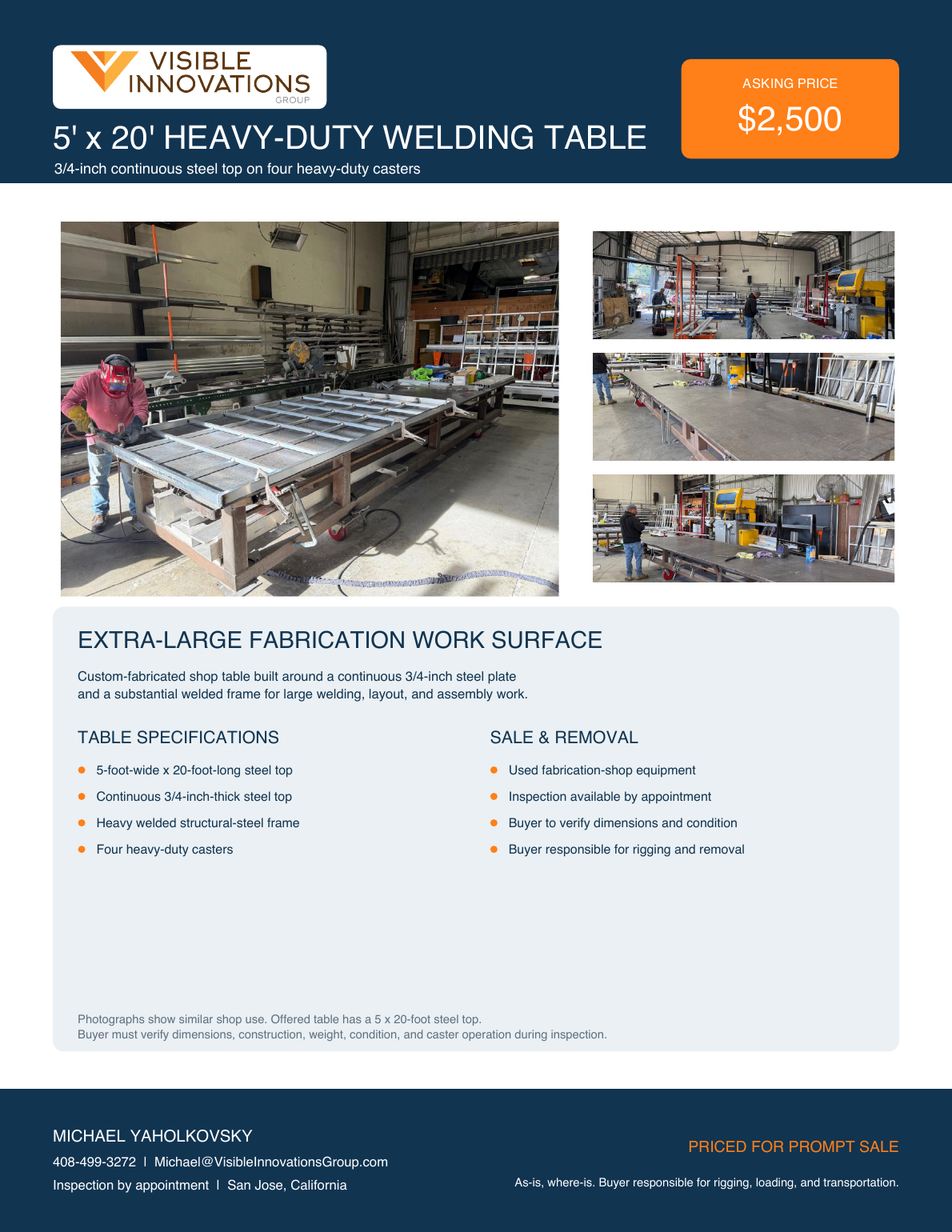 Preview of the welding table sales flyer